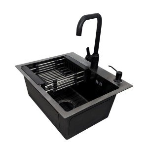 ნიჟარა+ონკანი DARK INOX  60/45