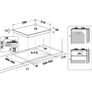 ჩასაშენებელი ქურის ზედაპირი HOTPOINT ARISTON PPH 60G DF/IX